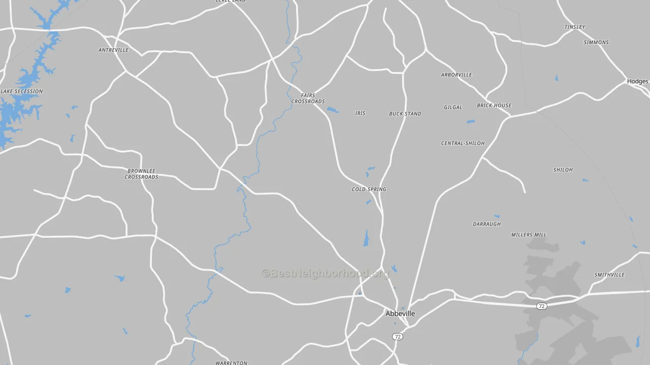 Transit Grade map of Abbeville County, SC