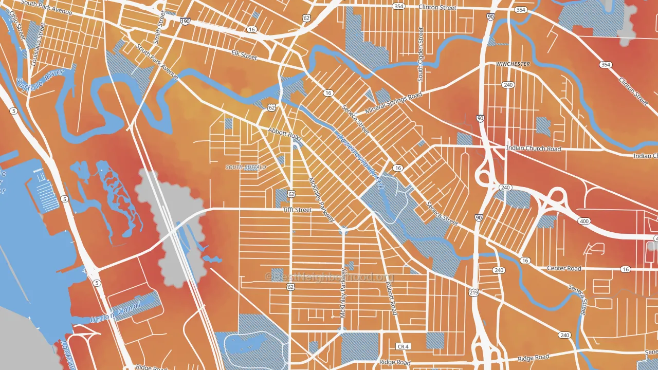 Transit Grade map of Abbott McKinley, Buffalo, NY