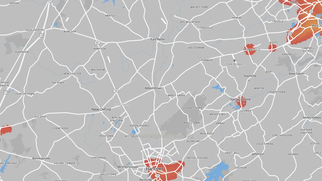 Transit Grade map of Abbottstown, PA