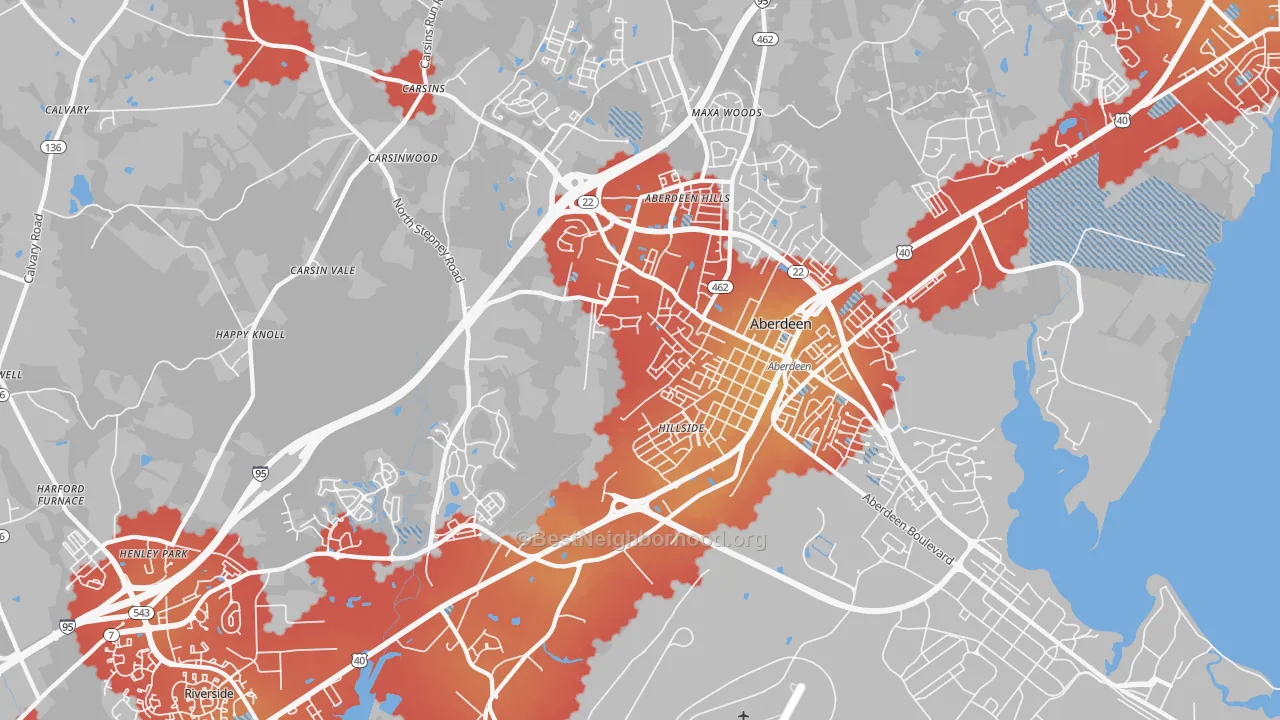 Transit Grade map of Aberdeen, MD