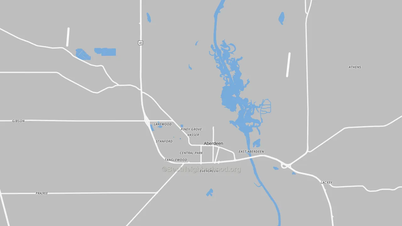 Transit Grade map of Aberdeen, MS