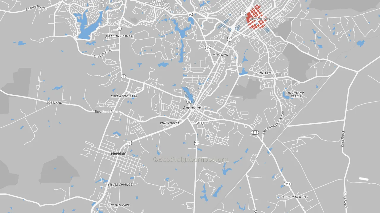 Transit Grade map of Aberdeen, NC