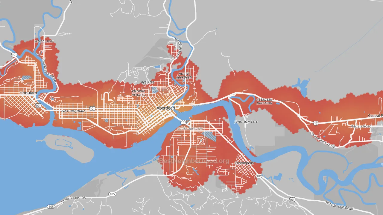 Transit Grade map of Aberdeen, WA