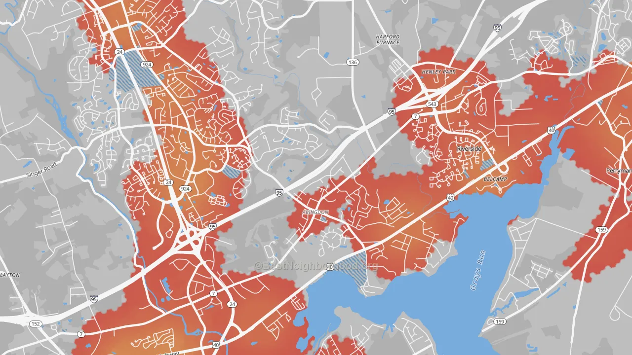 Transit Grade map of Abingdon, MD