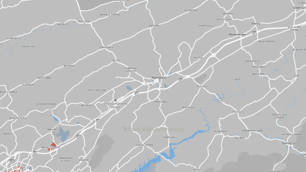 Transit Grade map of Abingdon, VA