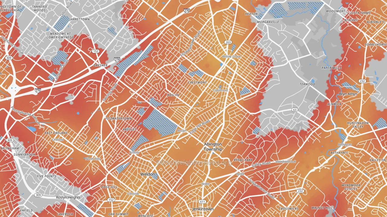 Transit Grade map of Abington, PA
