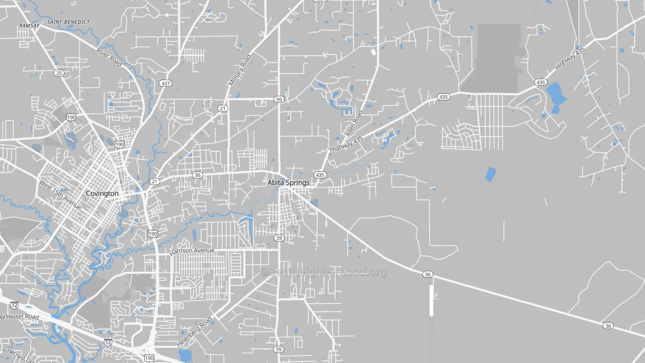 Transit Grade map of Abita Springs, LA