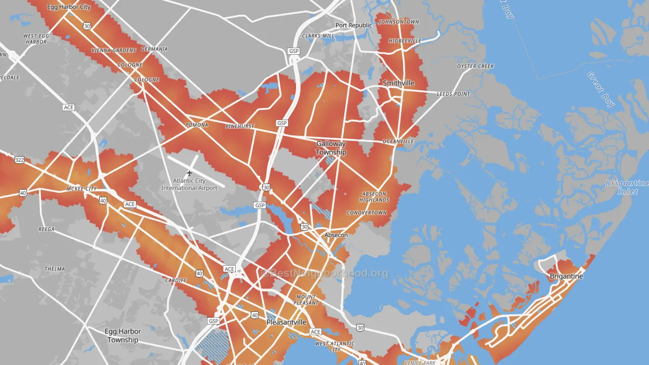 Transit Grade map of Absecon, NJ