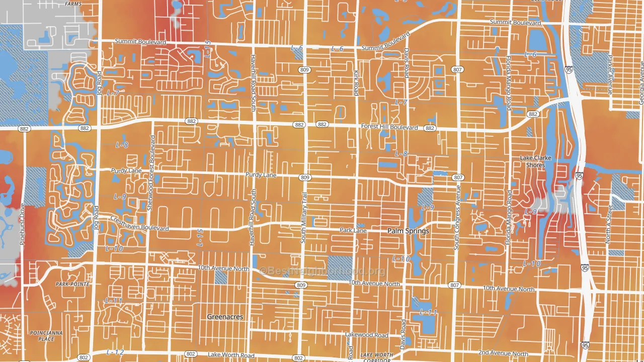 Transit Grade map of Acacia Villas, FL