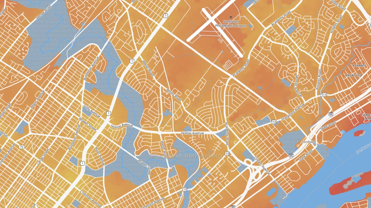 Transit Grade map of Academy Gardens, Philadelphia, PA