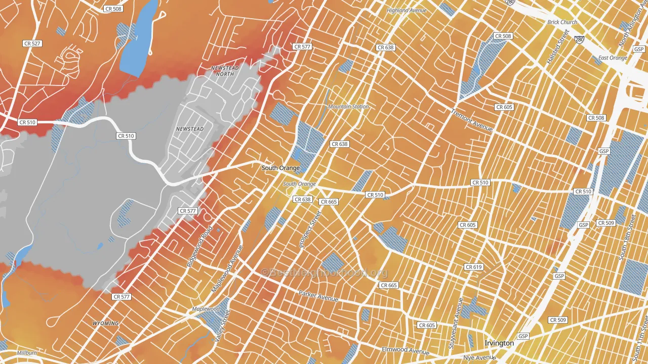 Transit Grade map of Academy Heights, Orange, NJ