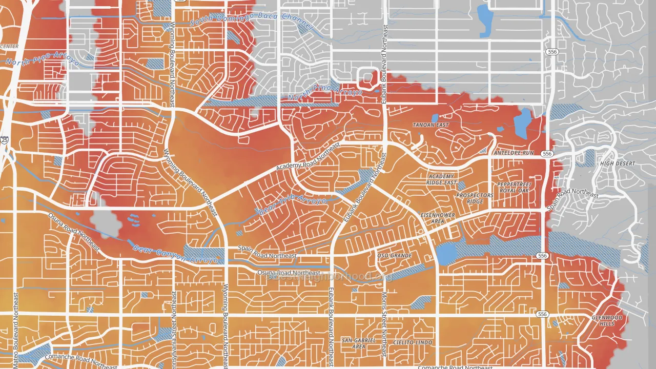 Transit Grade map of Academy Hills Park, Albuquerque, NM