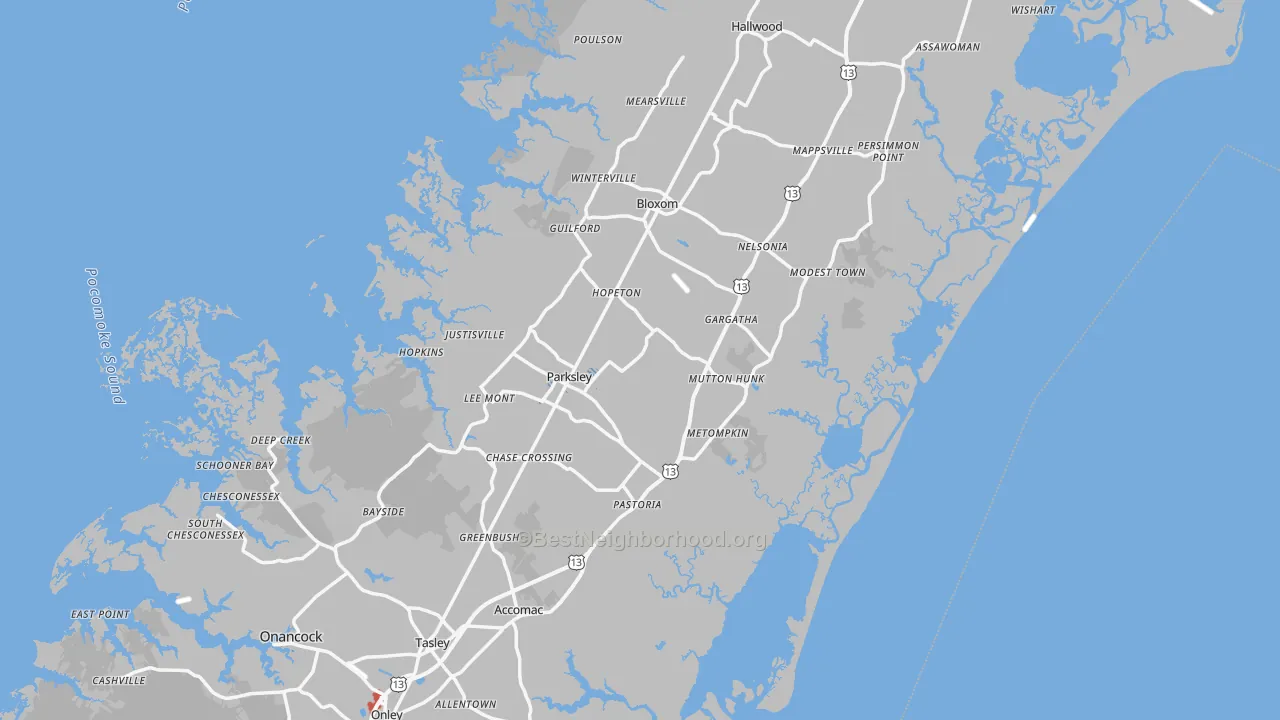 Transit Grade map of Accomack County, VA