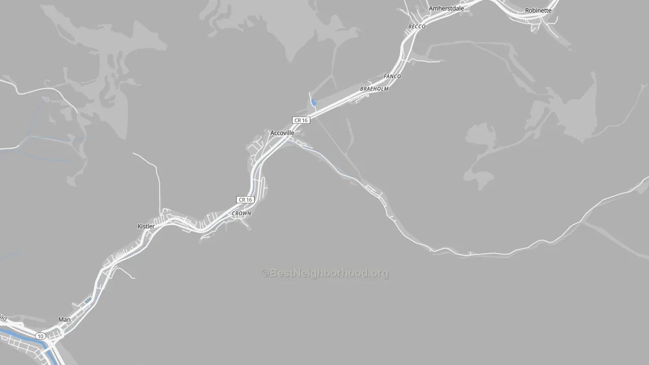 Transit Grade map of Accoville, WV