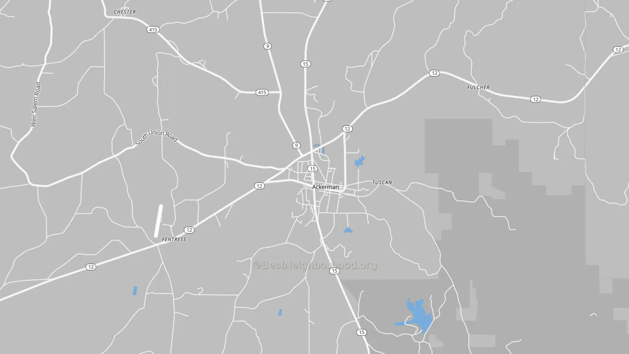 Transit Grade map of Ackerman, MS