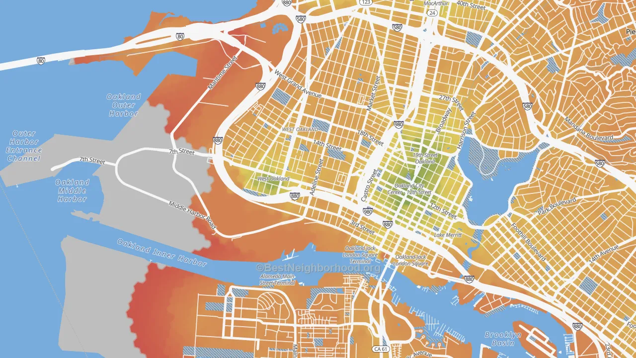 Transit Grade map of Acorn, Oakland, CA