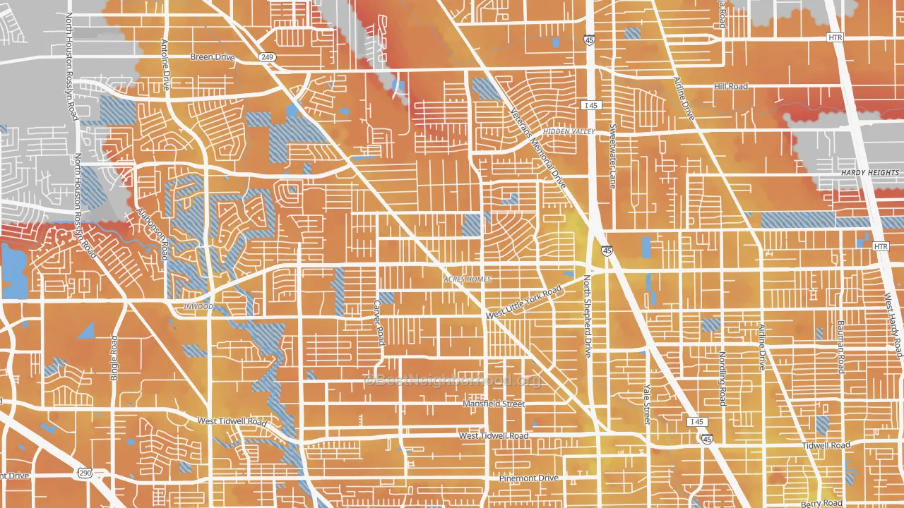 Transit Grade map of Acres Home, Houston, TX