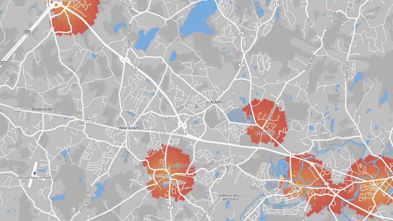 Transit Grade map of Acton, MA