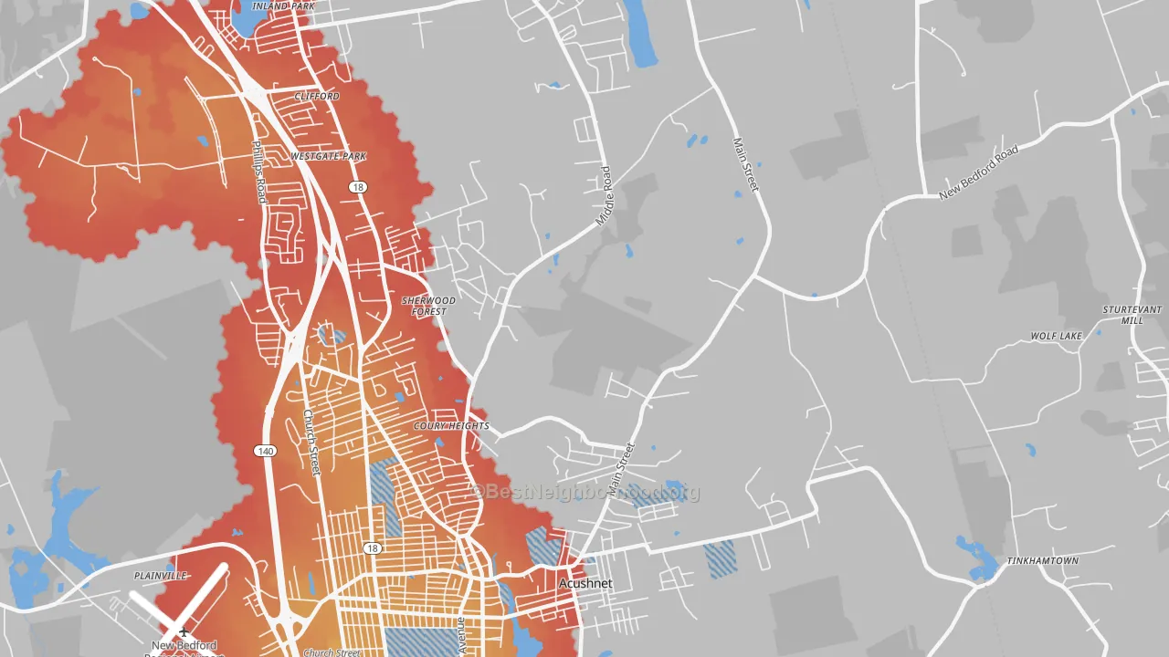 Transit Grade map of Acushnet, MA