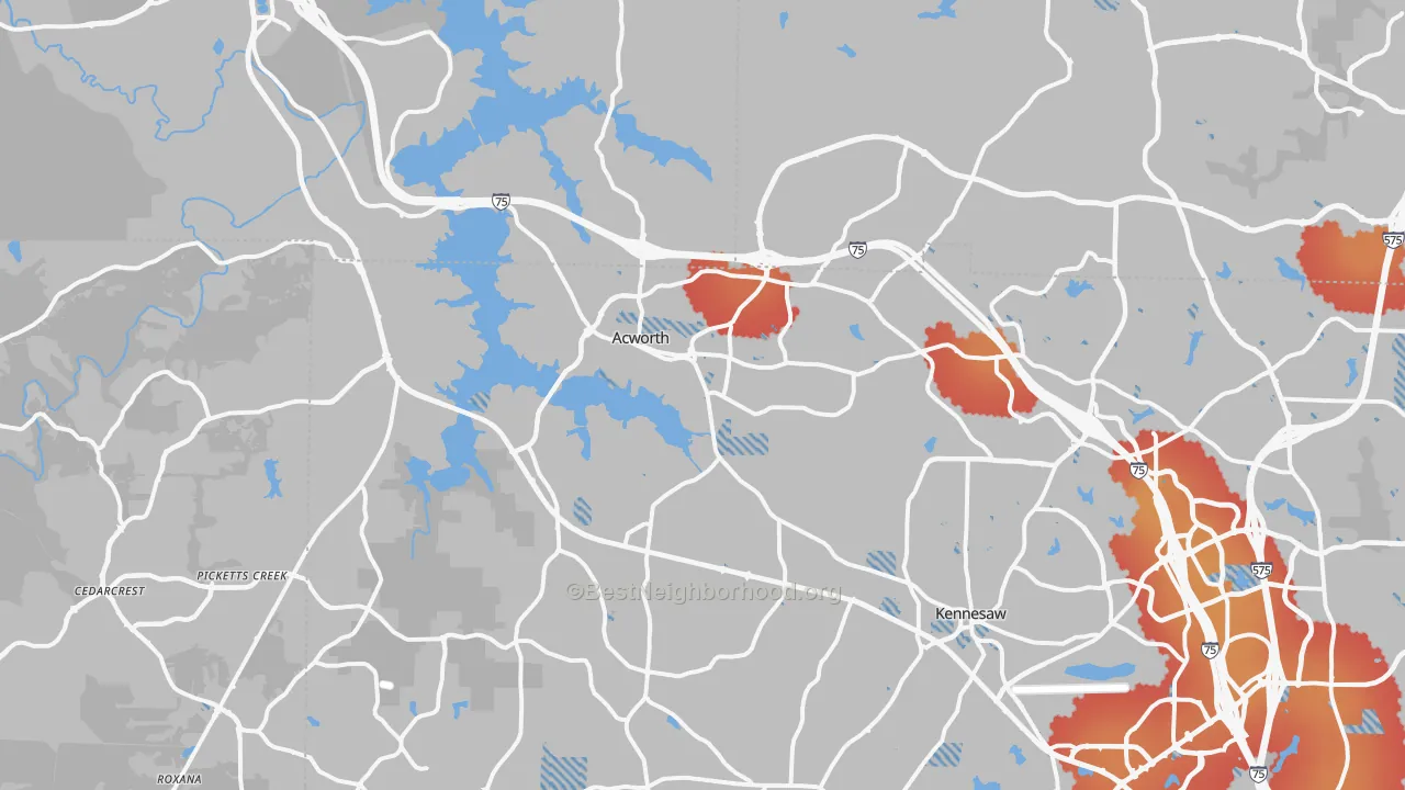 Transit Grade map of Acworth, GA