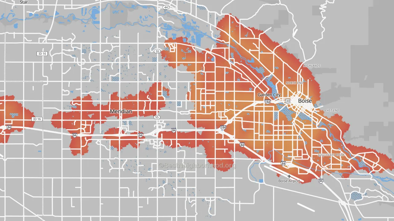 Transit Grade map of Ada County, ID