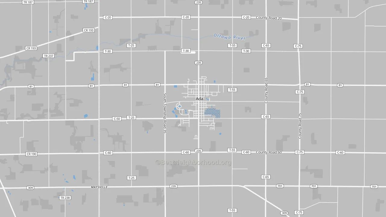 Transit Grade map of Ada, OH