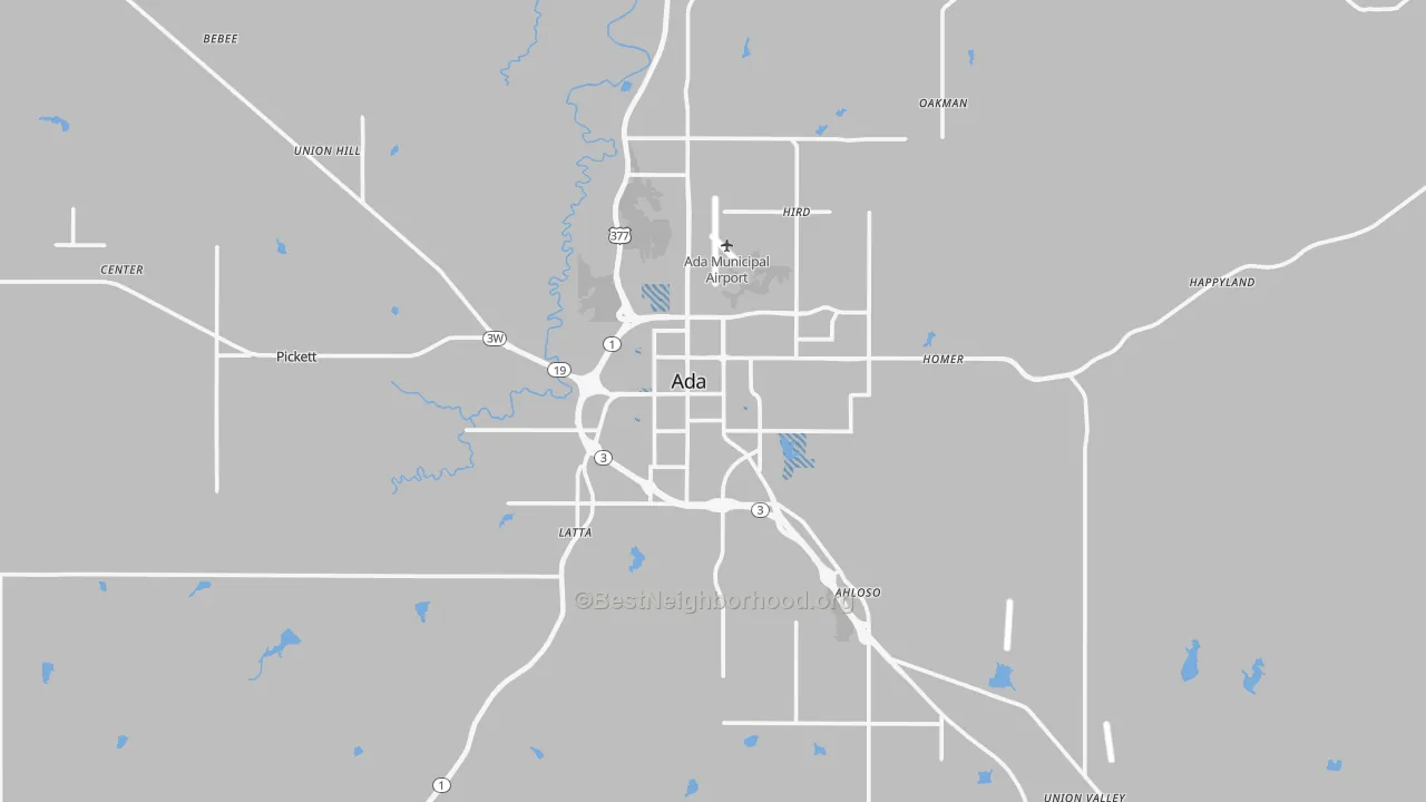 Transit Grade map of Ada, OK