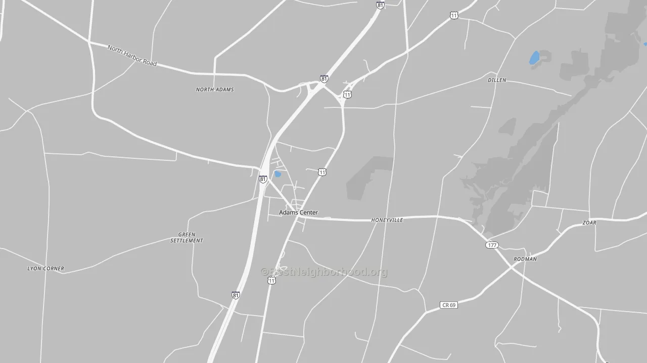 Transit Grade map of Adams Center, NY