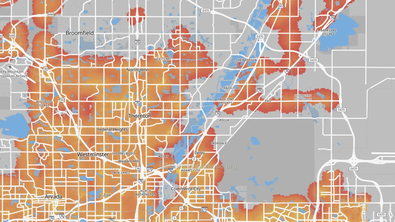 Transit Grade map of Adams County, CO