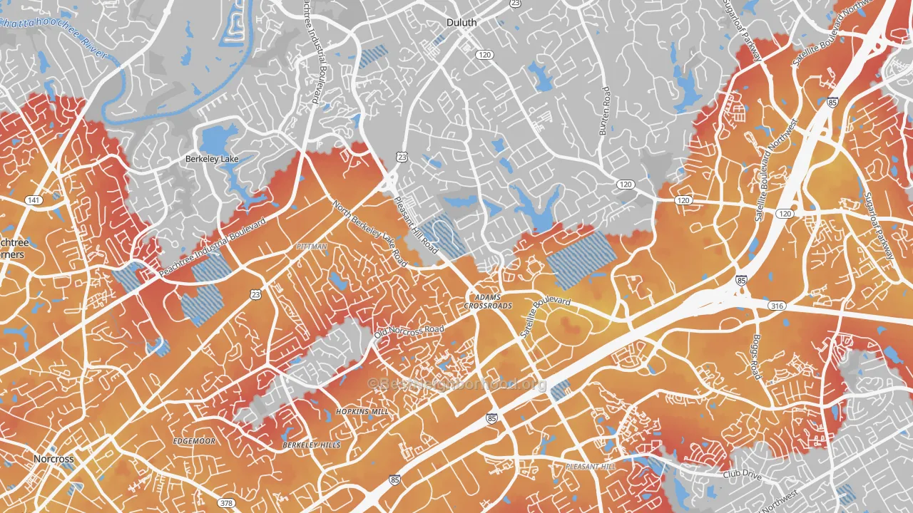 Transit Grade map of Adams Crossroads, Duluth, GA