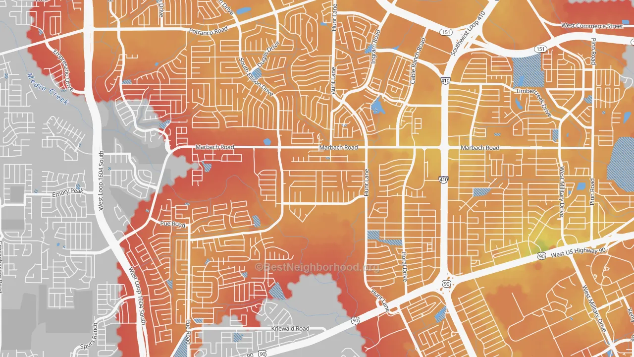 Transit Grade map of Adams Hill, San Antonio, TX