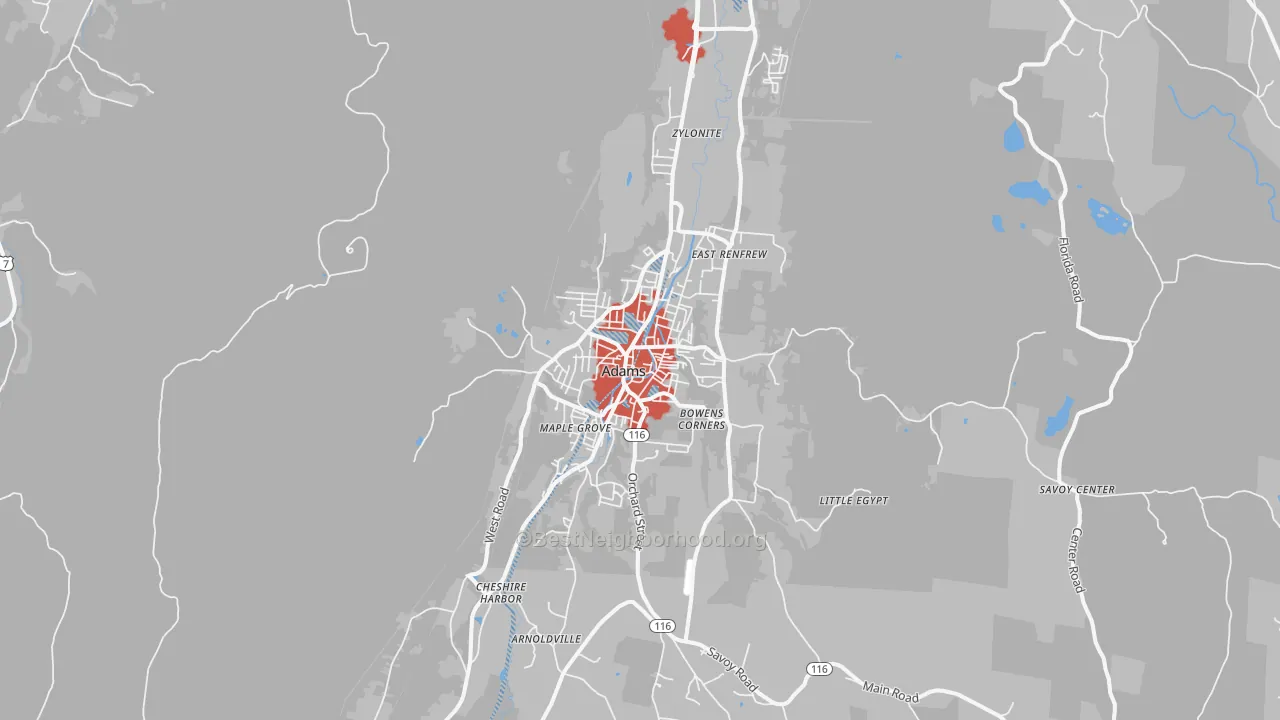 Transit Grade map of Adams, MA
