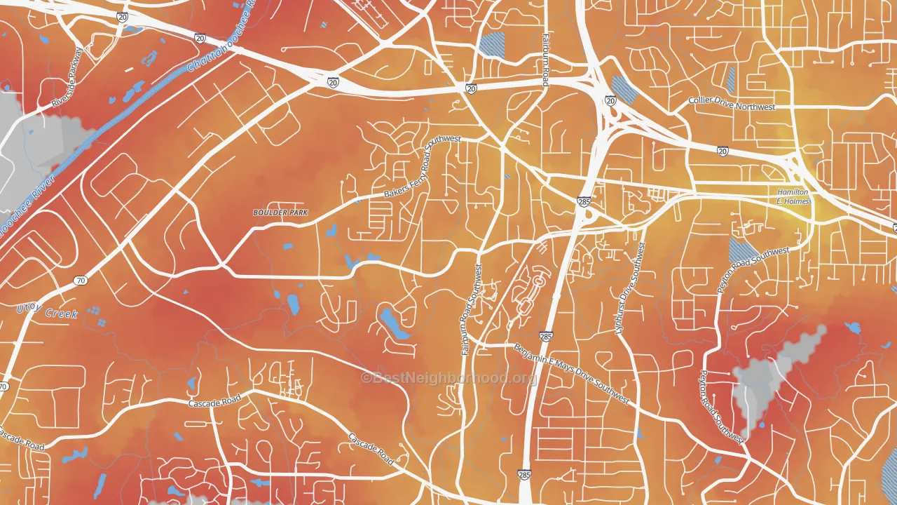 Transit Grade map of Adamsville, Atlanta, GA