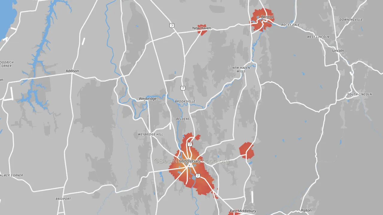 Transit Grade map of Addison County, VT