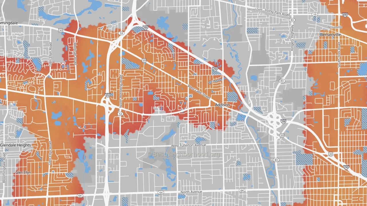 Transit Grade map of Addison, IL