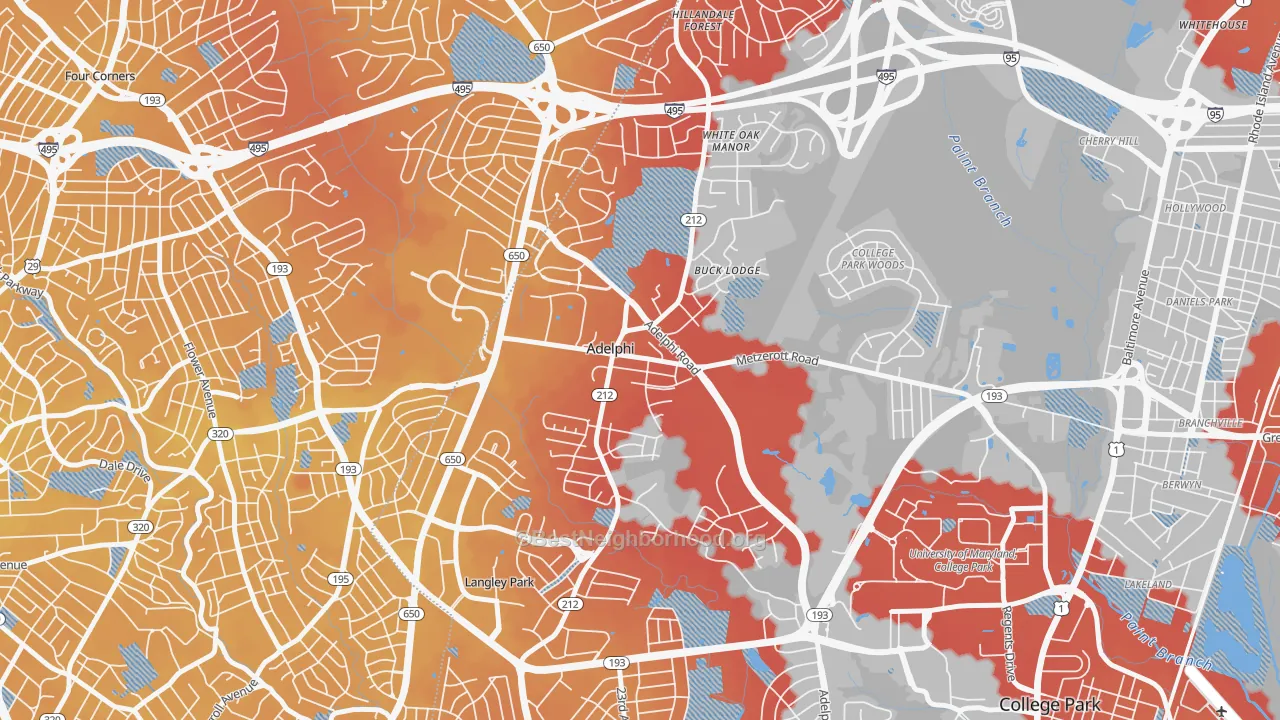 Transit Grade map of Adelphi, MD