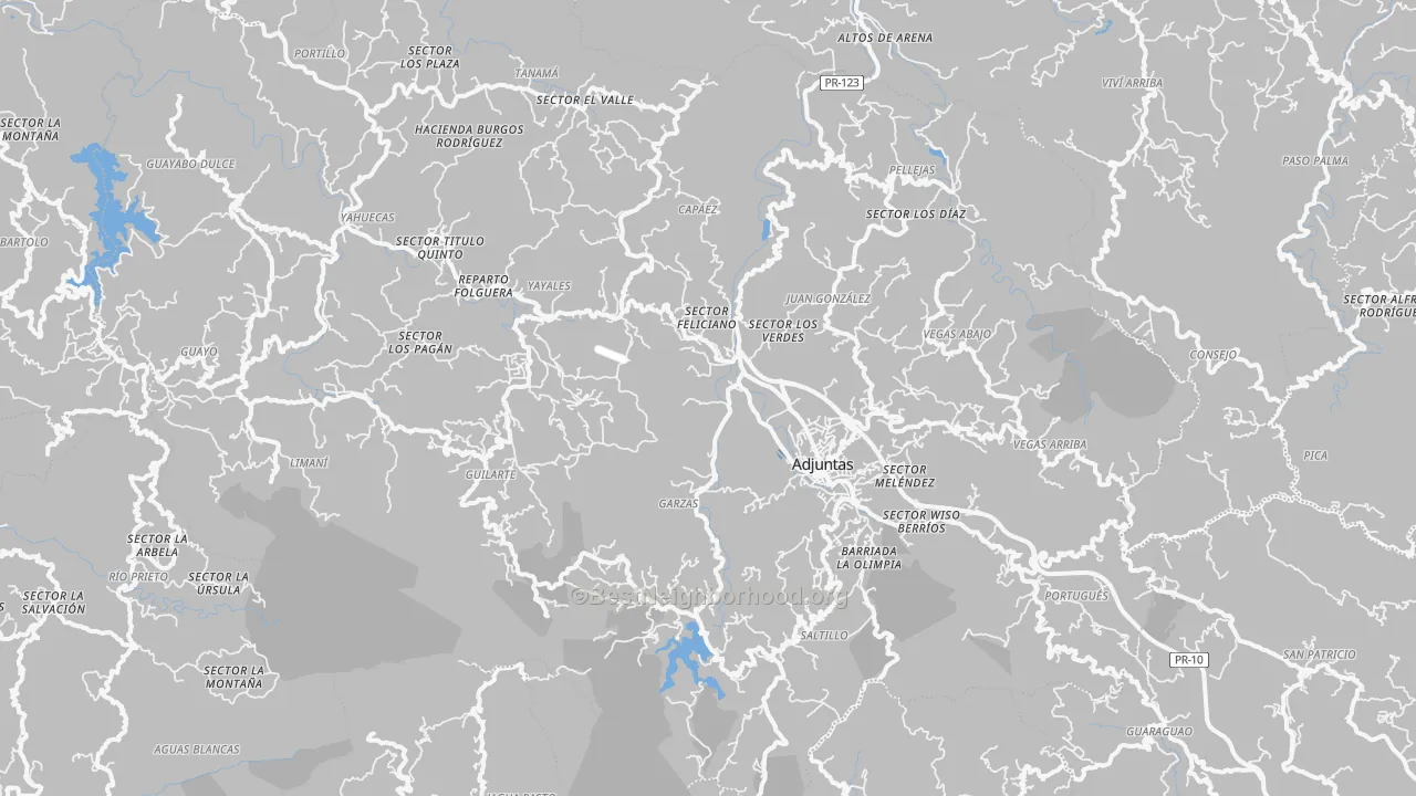 Transit Grade map of Adjuntas Municipio, PR