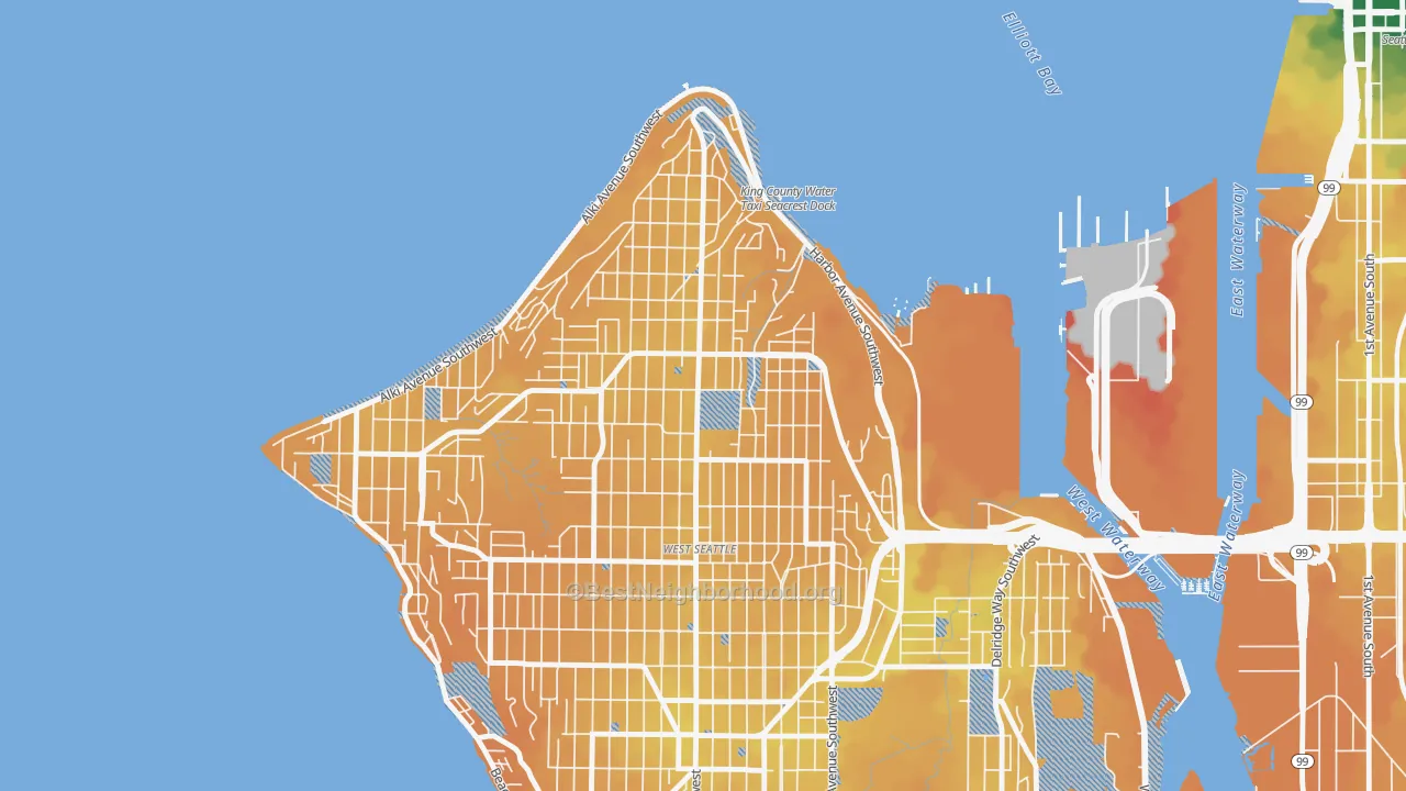 Transit Grade map of Admiral, Seattle, WA