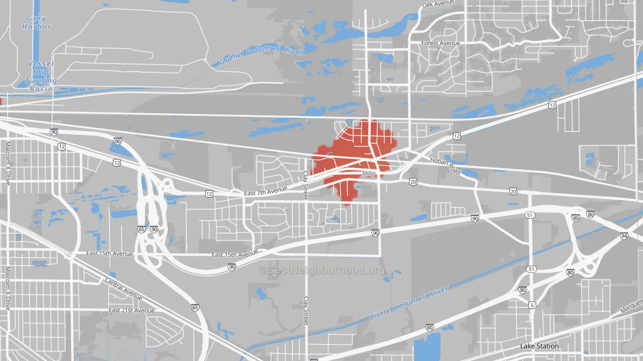 Transit Grade map of Aetna, Gary, IN