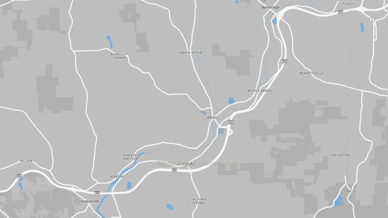 Transit Grade map of Afton, NY