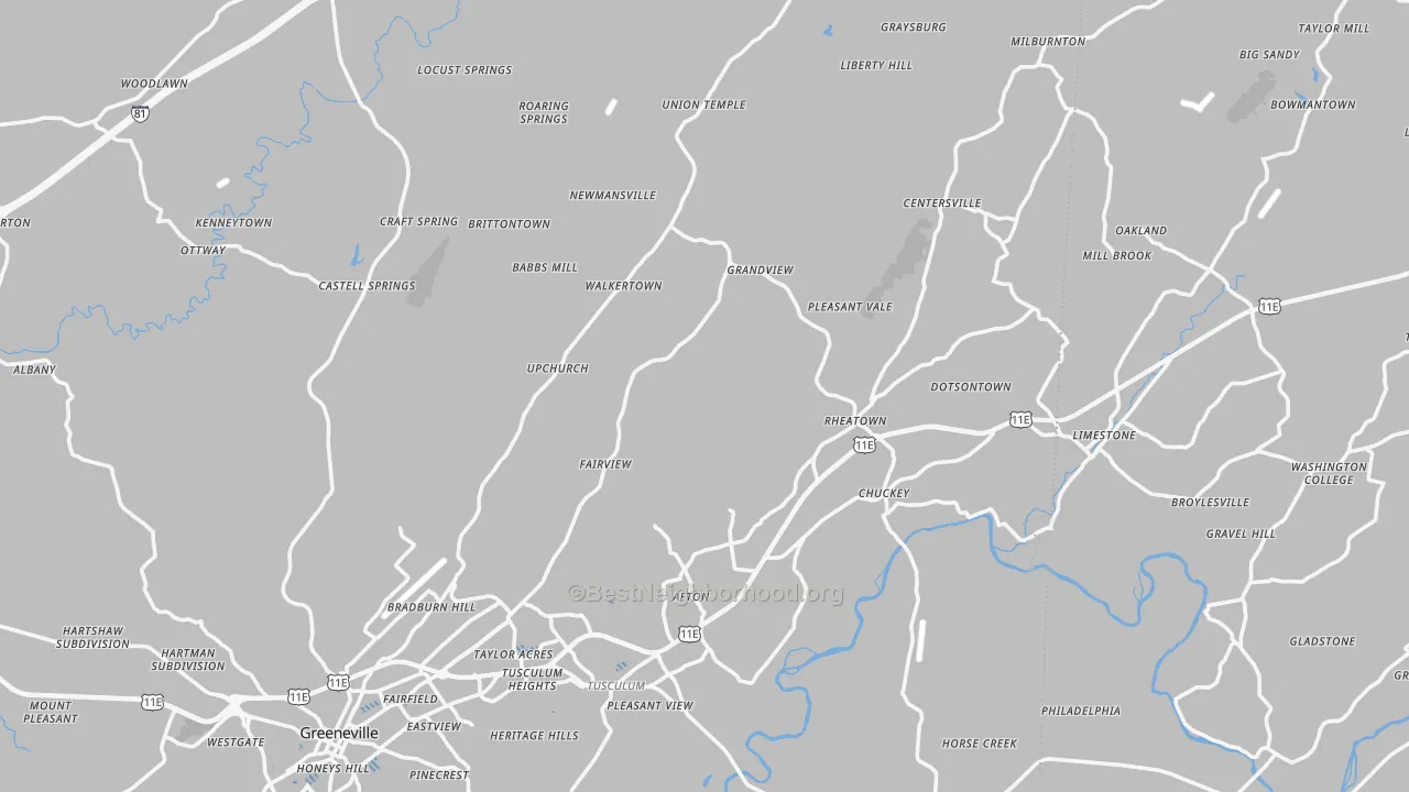 Transit Grade map of Afton, TN