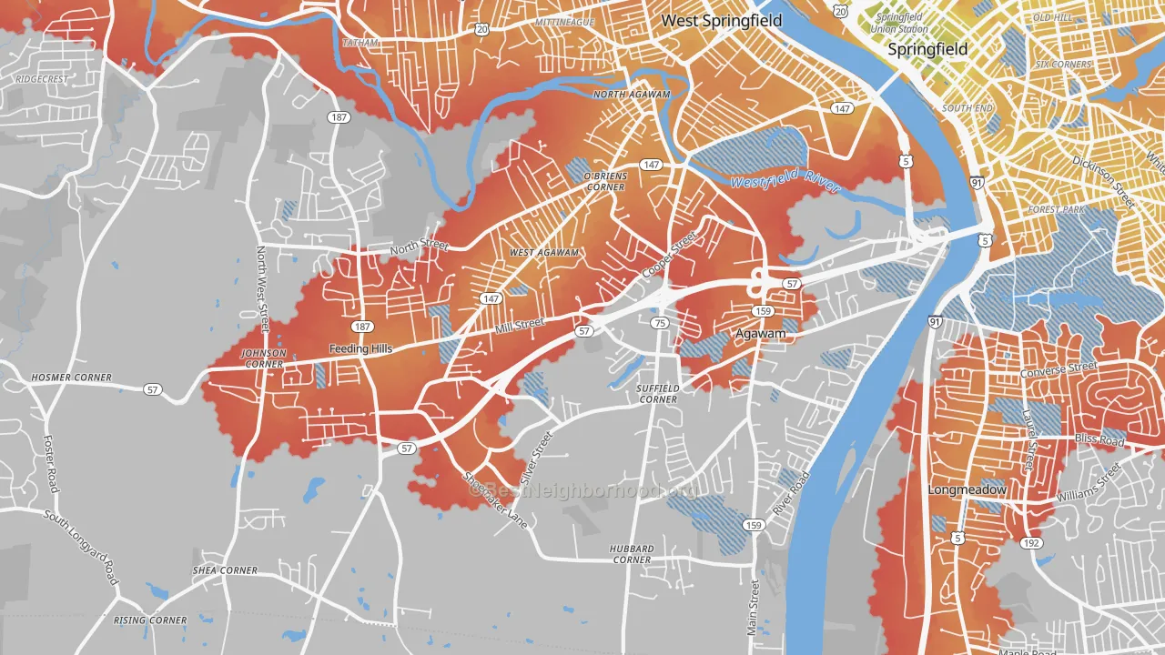 Transit Grade map of Agawam Town, MA