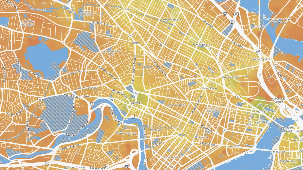Transit Grade map of Aggasiz-Harvard, Cambridge, MA