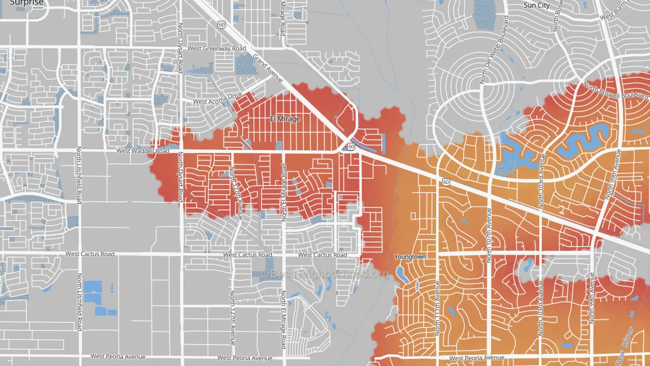 Transit Grade map of Agua Fria, El Mirage, AZ