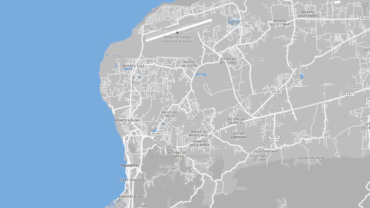 Transit Grade map of Aguadilla Municipio, PR
