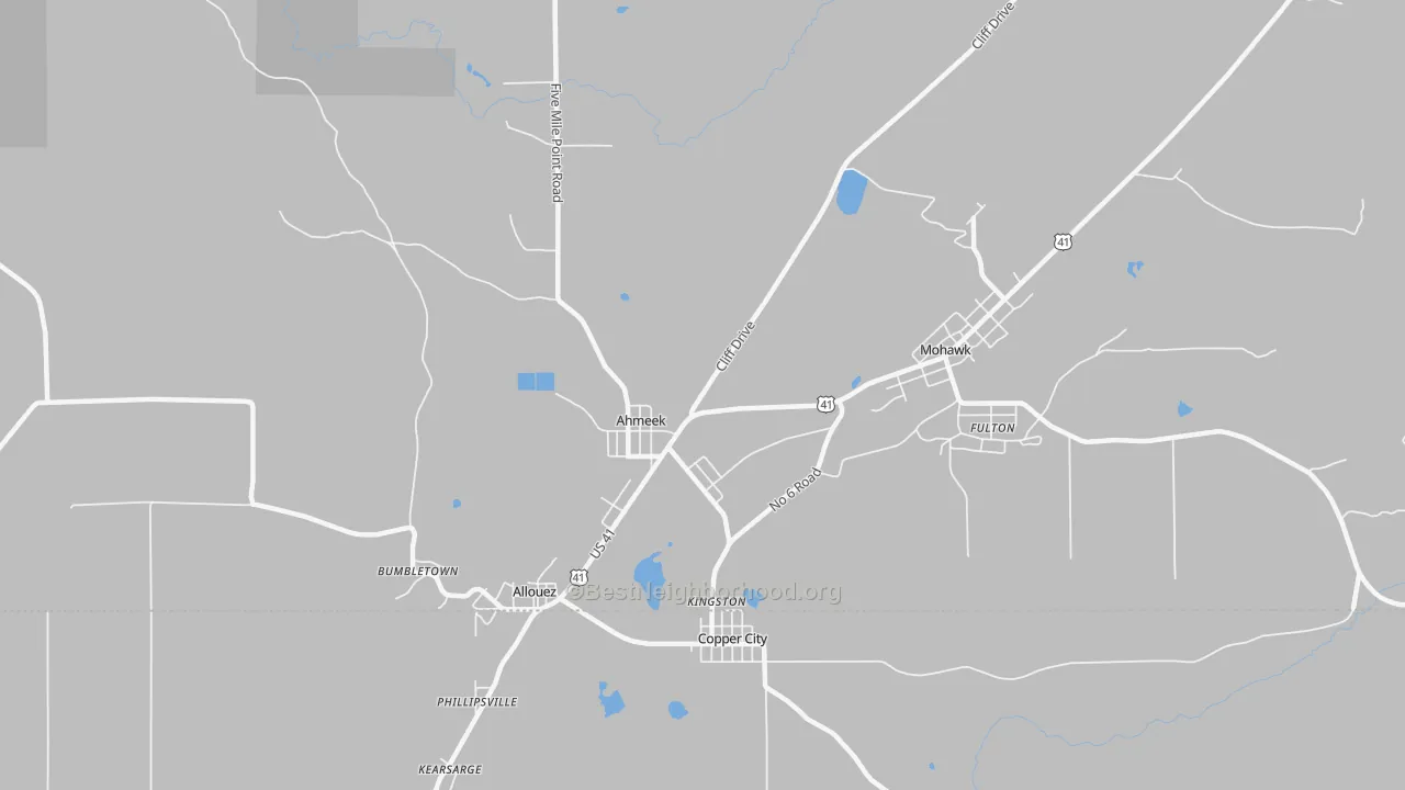 Transit Grade map of Ahmeek, MI