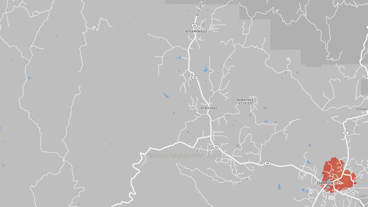 Transit Grade map of Ahwahnee, CA