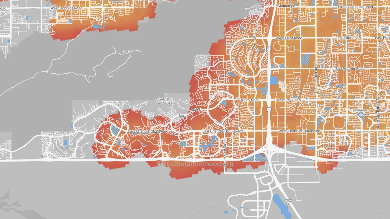 Transit Grade map of Ahwatukee, Phoenix, AZ