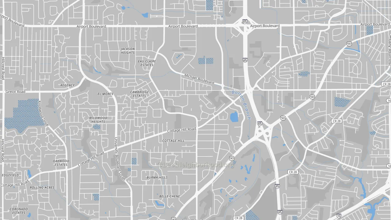 Transit Grade map of Airmont, Mobile, AL