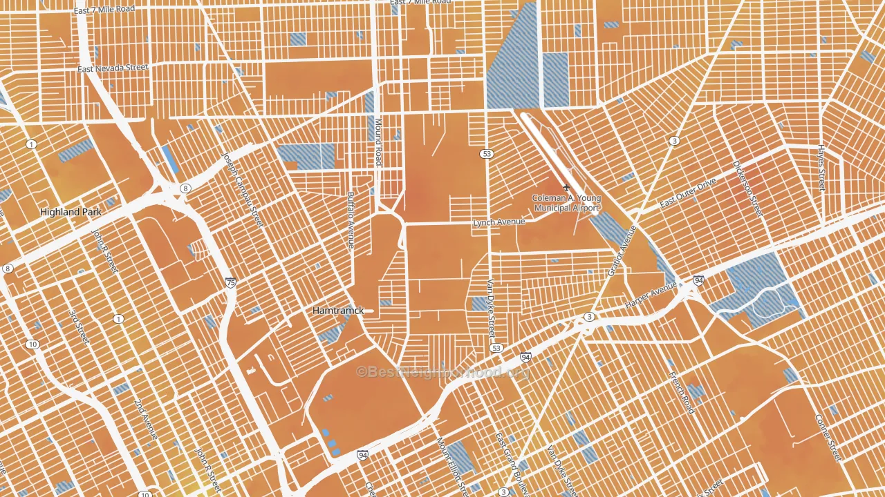 Transit Grade map of Airport, Detroit, MI